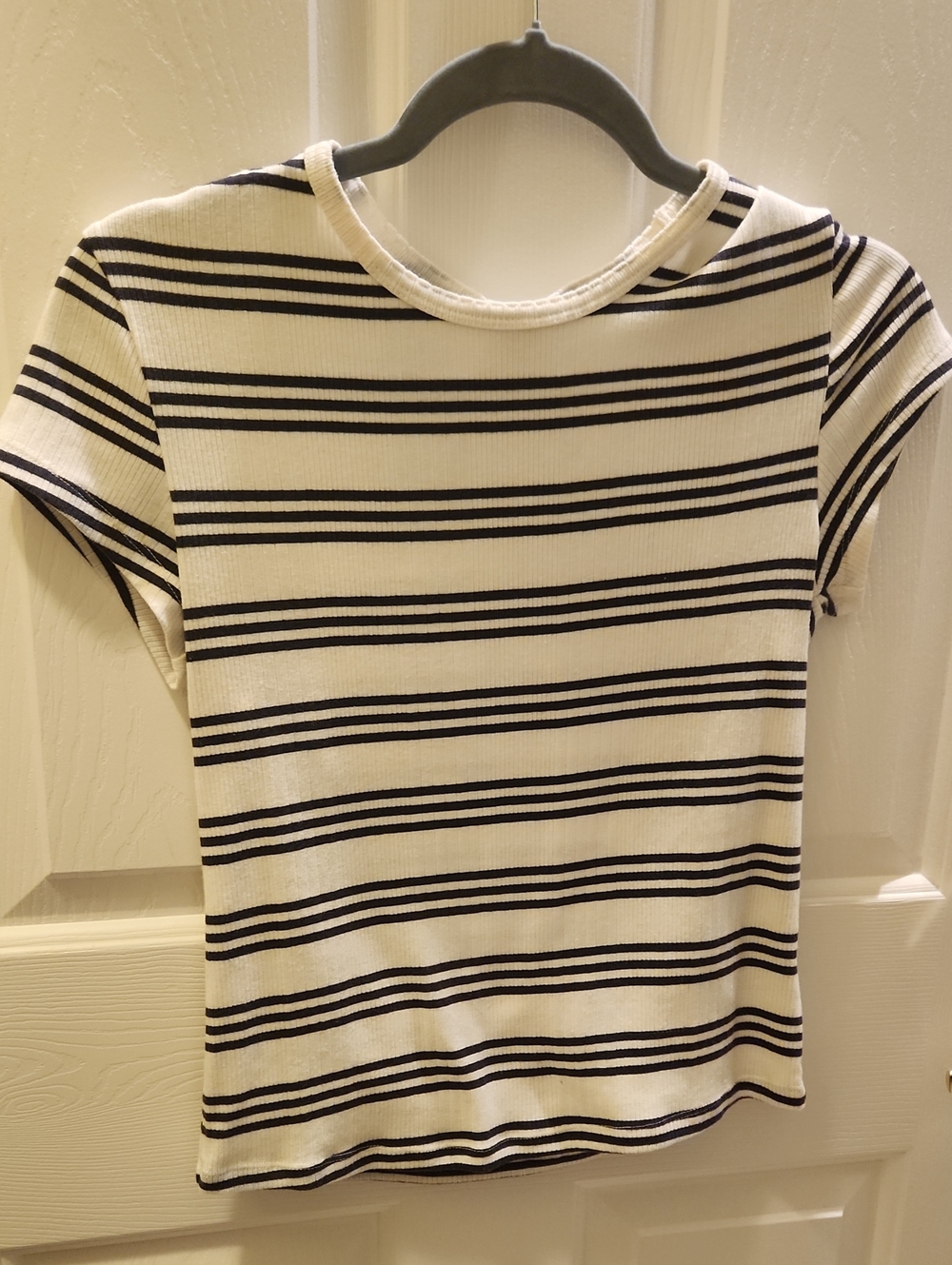 Universal Thread Navy and White Striped Ribbed Tee